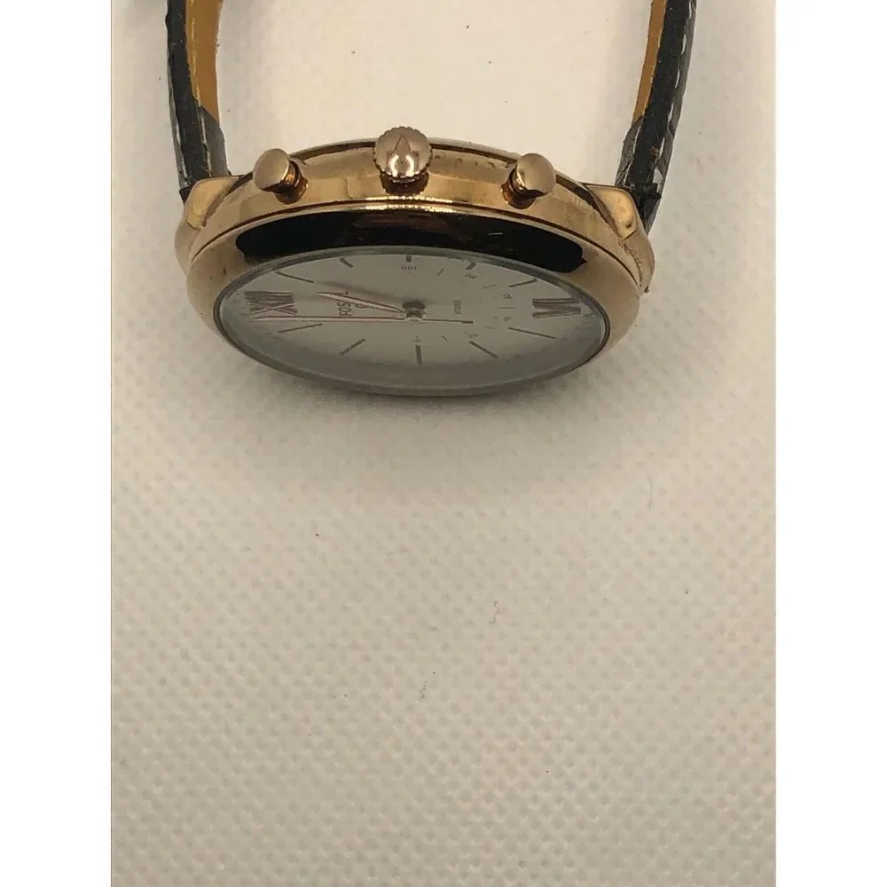 Fossil FTW5021 Women's Black Leather Analog Silver Dial Hybrid Smart Watch HO384